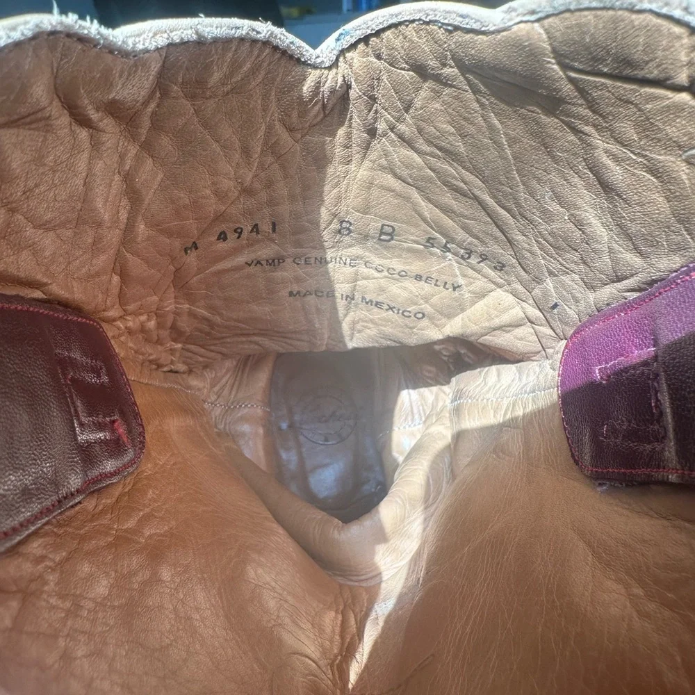 Lucchese Tan/Burgundy Caiman (Croc) Women’s Cowboy Boots - Picture 8 of 10